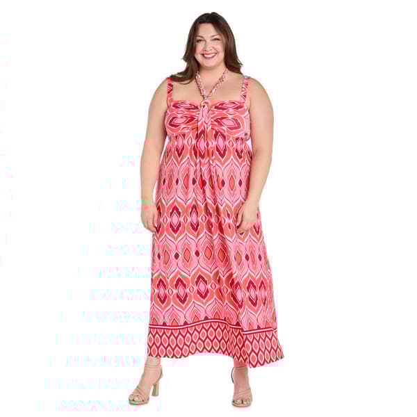Plus Size R&M Richards Coral & Pink Maxi Dress