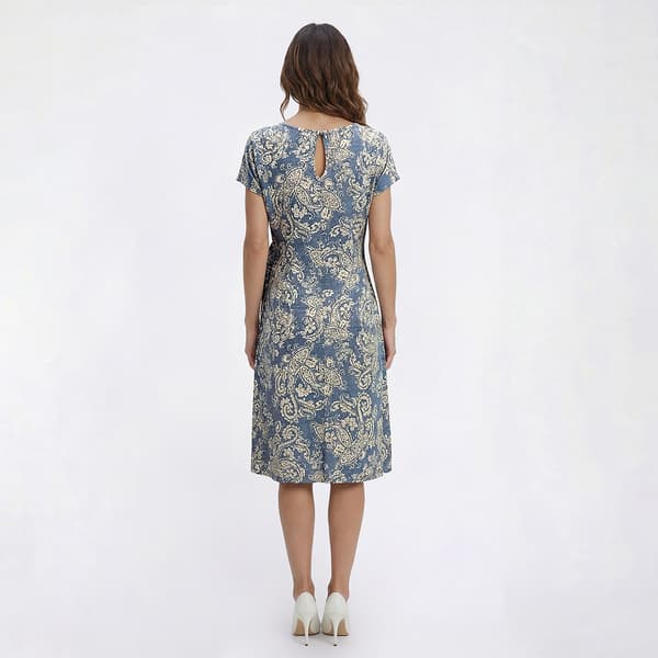 Womens Sami & Jo Short Sleeve Paisley Sarong Sheath Dress