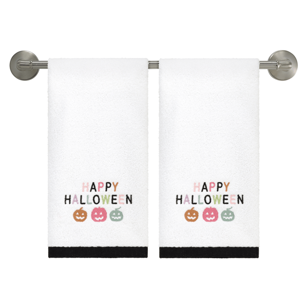 Avanti Happy Pastel Halloween 2pk. Embroidered Hand Towels