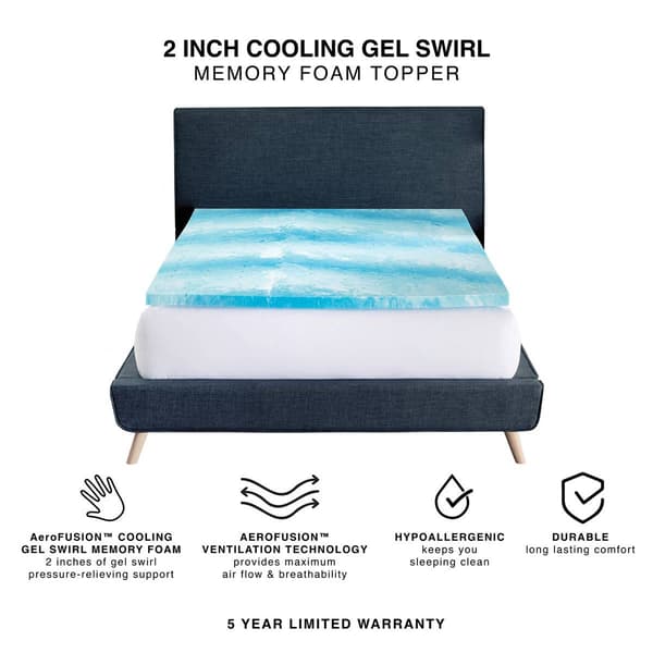 Bodipedic&#8482; 2in. Cooling Gel Swirl Memory Foam Mattress Topper