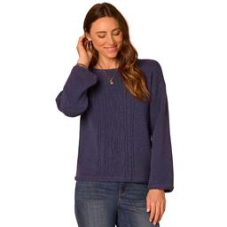 Petite Democracy Long Sleeve Solid Cable Knit Sweater
