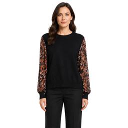 Womens Zac & Rachel Long Abstract Chiffon Sleeve Sweater