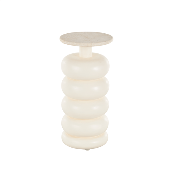 9th & Pike® Contemporary Cream Teak Wood End Table