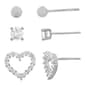 Forever New Sterling Silver Ball, CZ Stud, and Heart Earring Set - image 1