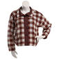 Juniors Pink Rose Sherpa Snap Front Mock Neck Jacket- Brown - image 1