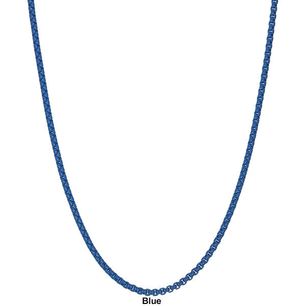 Mens Lynx Stainless Steel Acrylic Coated Box Chain Necklace