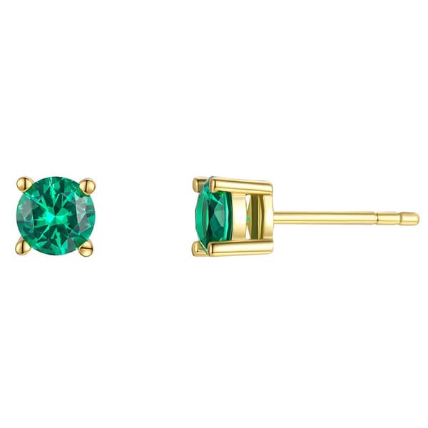 May Birthstone Simulated Emerald 6mm Stud Earrings - image 