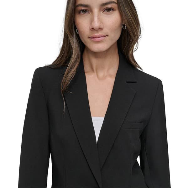 Womens DKNY Long Button Sleeve Notched Lapel Blazer