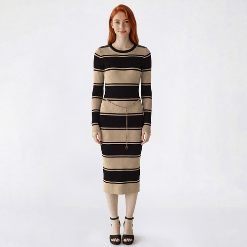 Juniors Madden Girl Rugby Stripe Chain Belt Sweater Dress - image 