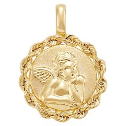 Gold Classics(tm) Yellow Gold Raphael Angel w/ Rope Border Pendant