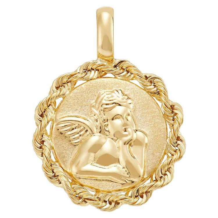 Gold Classics(tm) Yellow Gold Raphael Angel w/ Rope Border Pendant