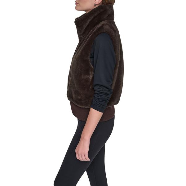 Womens DKNY Sport Mock Neck Faux Fur Vest