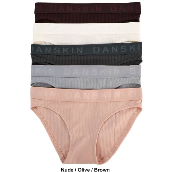 Womens Danskin 5pk. Seamless Flat Rib Bikini Panties DS3079-5PKZ