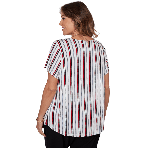 Plus Size Emaline Sapphire Serenade II Stripe Rope Blouse