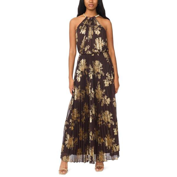 Womens MSK Sleeveless Halter Neck Pleated Foil Maxi Dress - image 