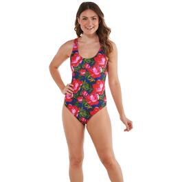 Womens Nicole Miller Studio Scoop Back 1 Piece Swimsuit - Vibrant