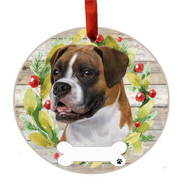 E&S Pets Boxer Uncropped Wreath Ornament