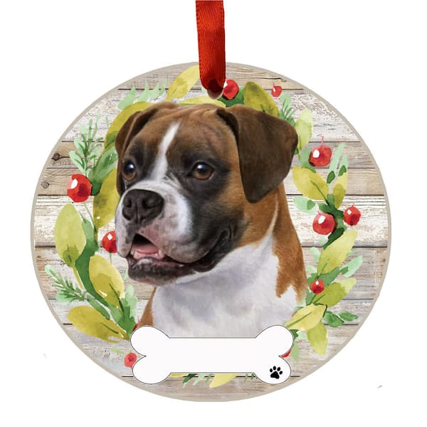 E&S Pets Boxer Uncropped Wreath Ornament - image 