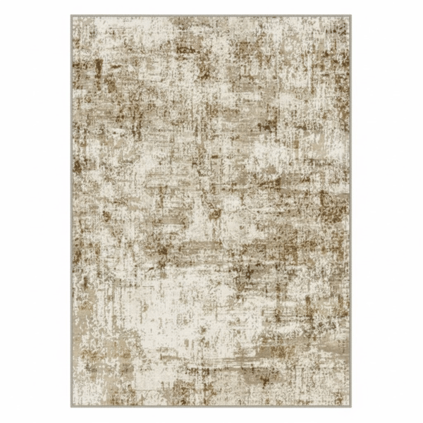 HomeRoots Brown & Ivory Abstract Washable Area Rug - image 