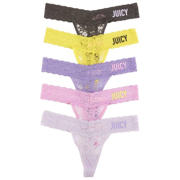 Juniors Juicy Couture 5pk. Lace Thong Panties JC8504-5PKAI - image 