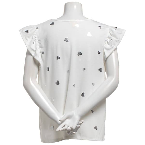 Womens Como Blu Cap Flutter Sleeve Foil Heart Blouse