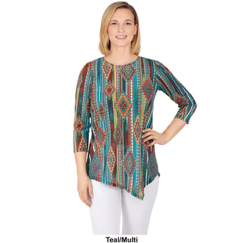 Petite Ruby Rd. Must Have II Geo Asymmetric Sublimation Blouse - Boscov's