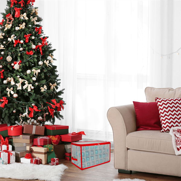 Northlight Transparent Zip Up Christmas 112 Ornaments Storage Box