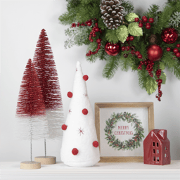 Northlight Plush Christmas Cone Tree with Pompom Ornaments