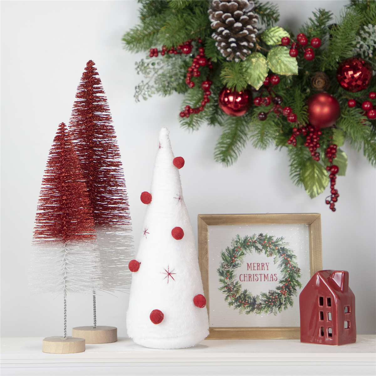 Northlight Plush Christmas Cone Tree with Pompom Ornaments