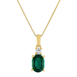 Gemstone Classics&#40;tm&#41; 10kt Yellow/Created Emerald Oval Pendant