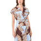 Womens Cece Cap Sleeve Paisley Belted Waist Poplin Midi Dress - image 4