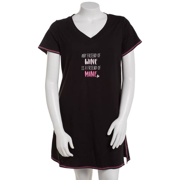 Plus Size Rene Rofe(R) Friend Of Wine Is Friend Of Mine Nightshirt - image 