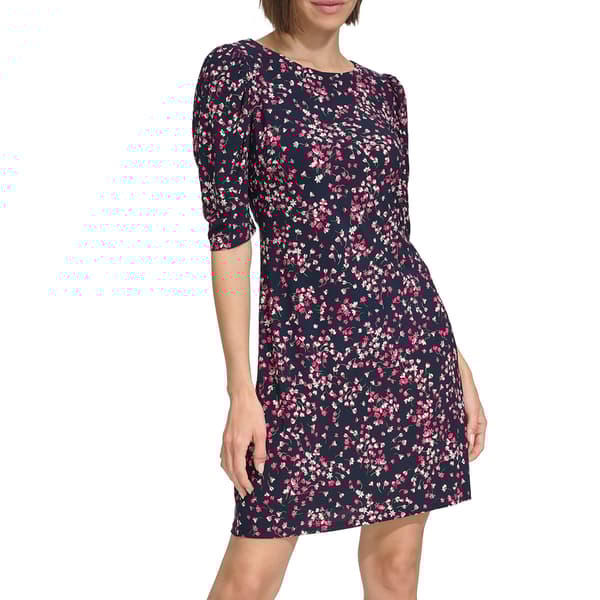 Womens Tommy Hilfiger Puff Sleeve Print Jersey Dress - image 