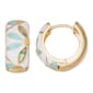 Napier 20.5mm Gold-Tone Blue & White Spring Blooms Hoop Earrings - image 1