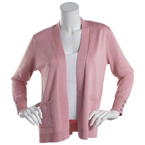 Petites 89th &amp; Madison Rib Detail Cardigan w/2 Pockets - image 