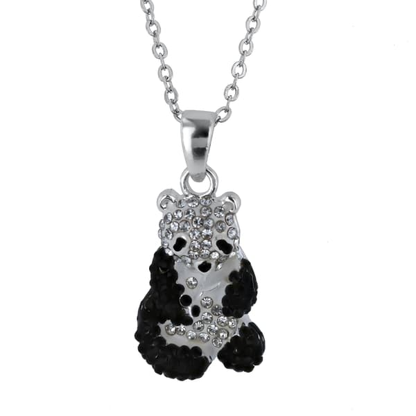 Crystal Kingdom Silver-Tone Crystal Panda 18in. Necklace - image 