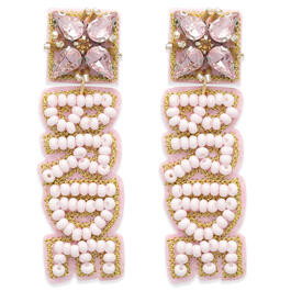 Bridal Pink Bride Seed Bead Drop Earrings