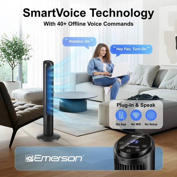 Emerson Smartvoice 40 Inch Toer Fan With Remote