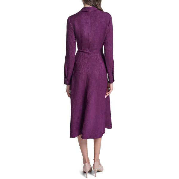 Womens Calvin Klein Long Sleeve Twist Front Midi Dress