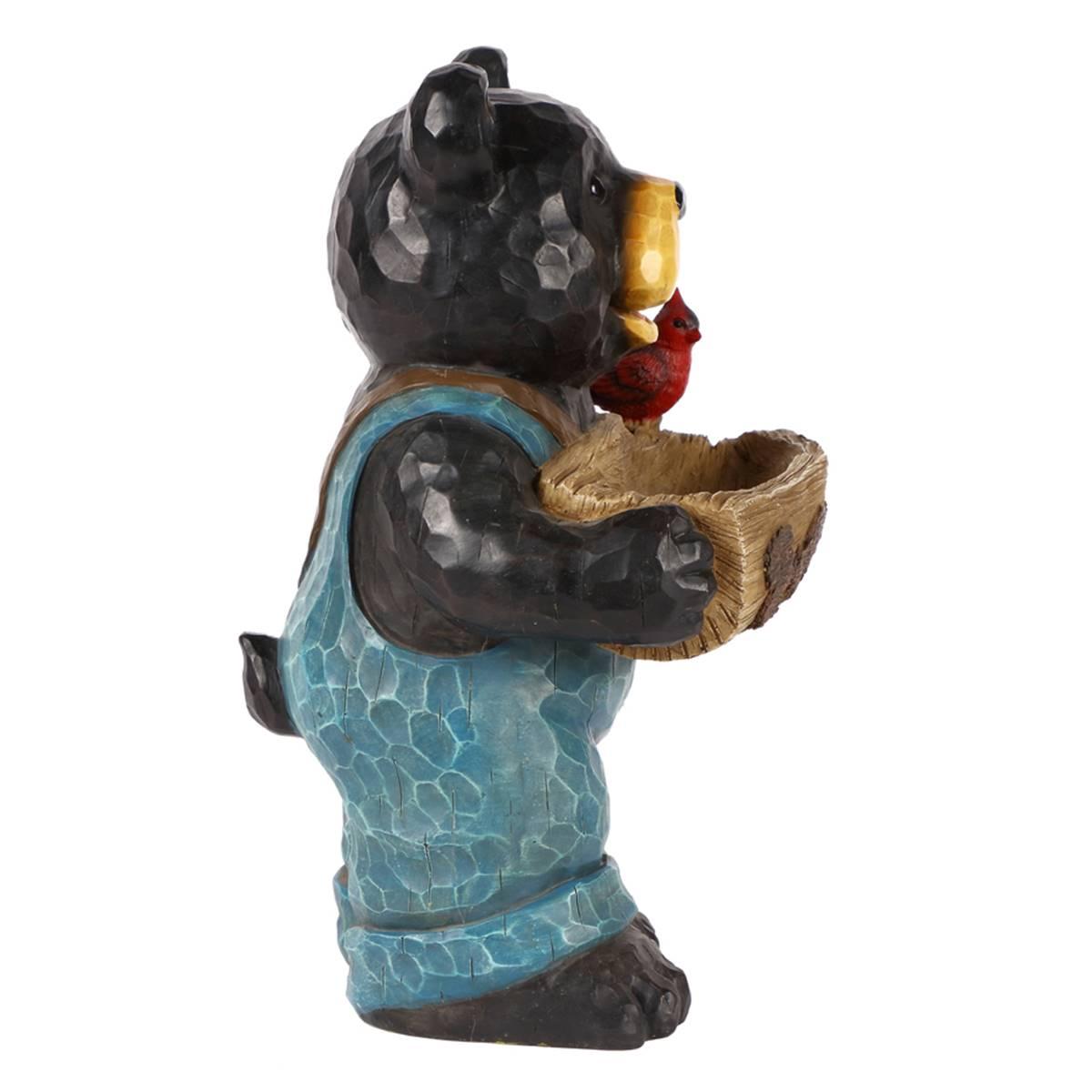 Hi-Line Gift Bear Holding Bird Bath Garden Statue