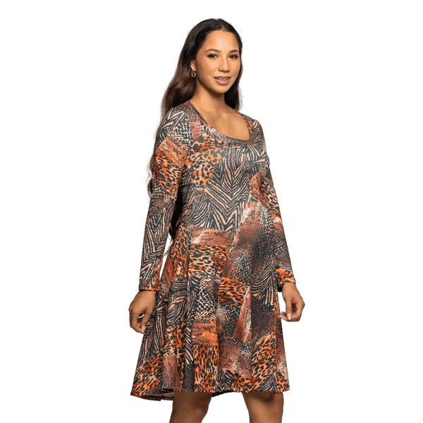 Plus Size 24/7 Comfort Apparel Animal Maternity Fit & Flare Dress