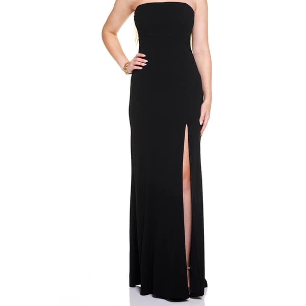 Juniors Emerald Sundae Strapless Sheath Dress w/ Thigh High Slit