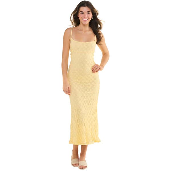 Juniors No Comment Floral Honeycomb Lace Midi Slip Dress