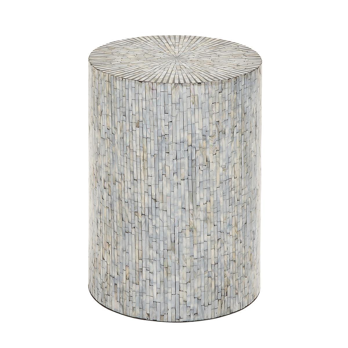 9th & Pike(R) Multi Shell And Wood Contemporary Accent Table