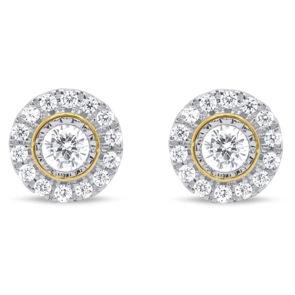 Nova Star® Yellow Gold 1/2ctw. Lab Grown Diamond Halo Earrings