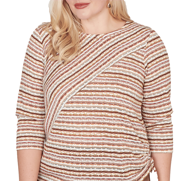 Petite Alfred Dunner Spice Market Splice Stripe Ruched Blouse