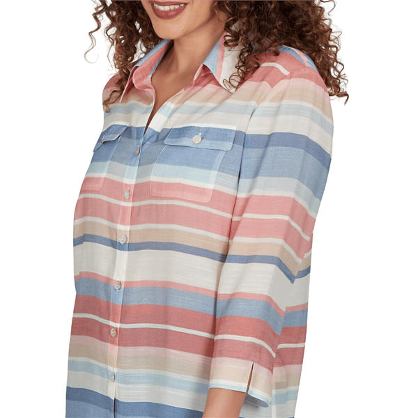 Womens Alfred Dunner Camden Market Stripe Button Front Blouse