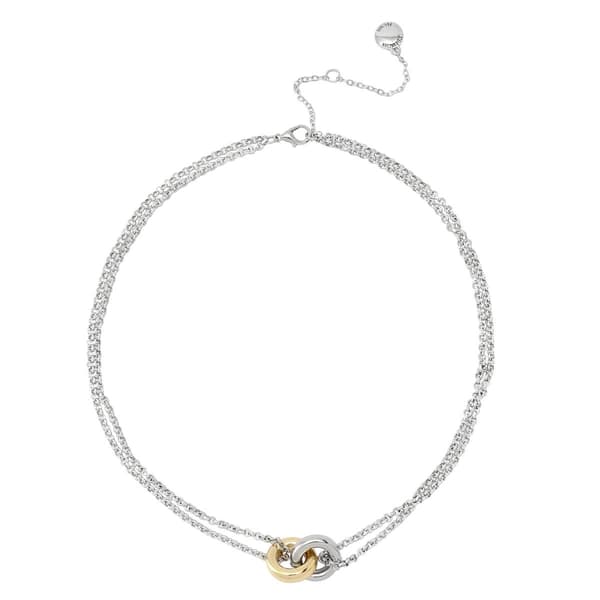 Steve Madden Two-Tone Interlocking Rings Pendant Necklace - image 