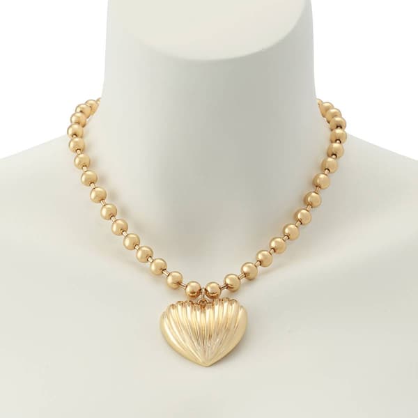 Steve Madden Fluted Heart Pendant Necklace