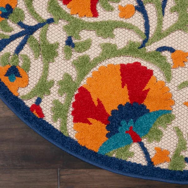 Nourison Aloha Bloom Vines Transitional Indoor/Outdoor Round Rug